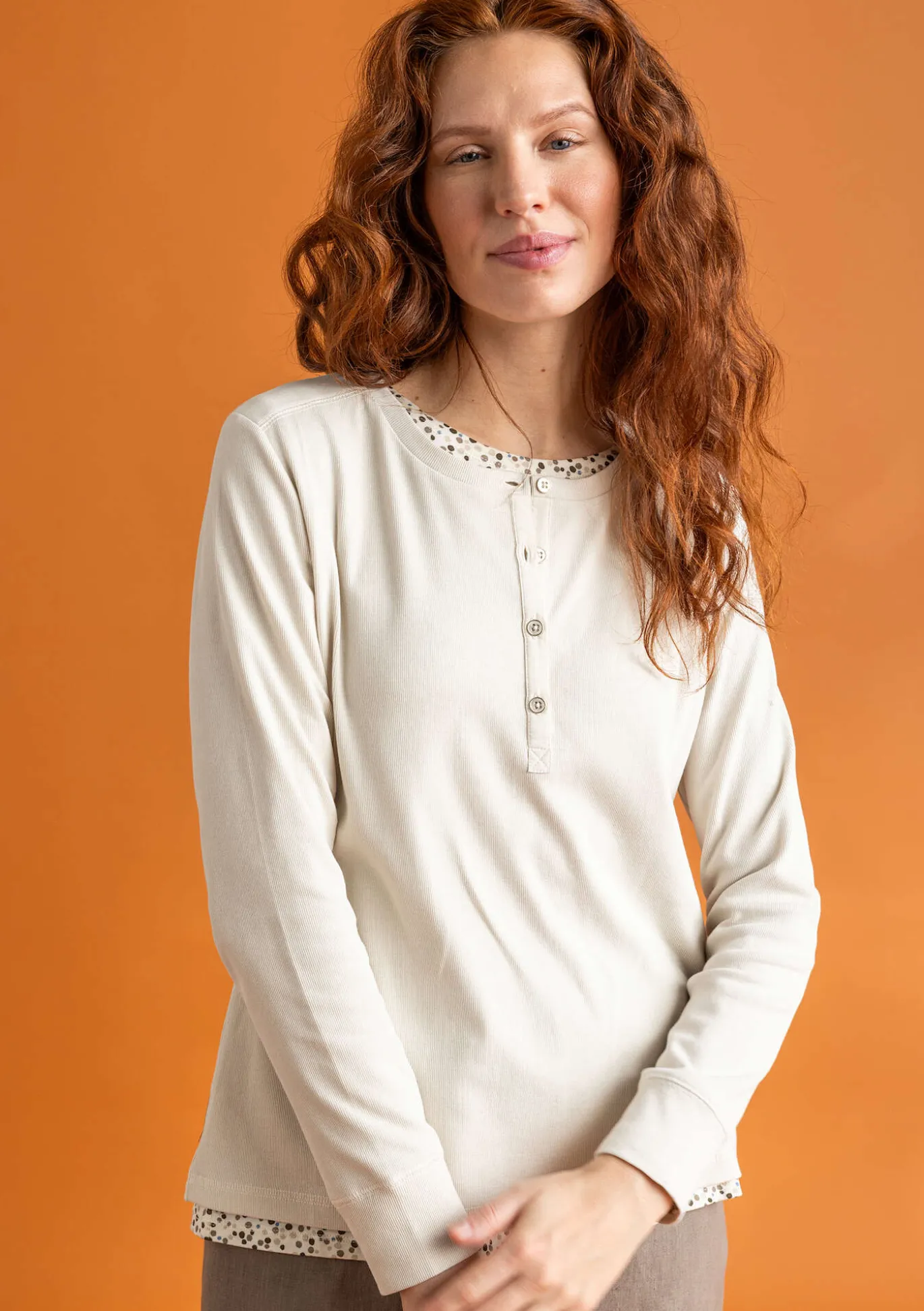 Knopfleistenshirt aus Bio-Baumwollripp